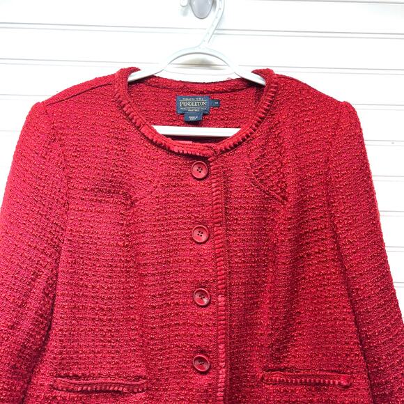 Pendleton Wool Blend Fully Lined Button Front Blazer Size 14 - Picture 3 of 12